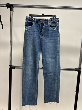 Pookie & Sebastian High-Rise Straight Jeans in Medium Blue